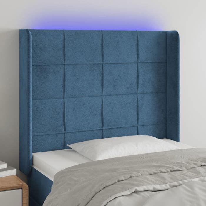 VidaXL Tête de Lit à LED Meuble de Chambre à Coucher Accessoire de Lit Simple Tête de Cadre de Lit Intérieur Bleu Foncé 3124088