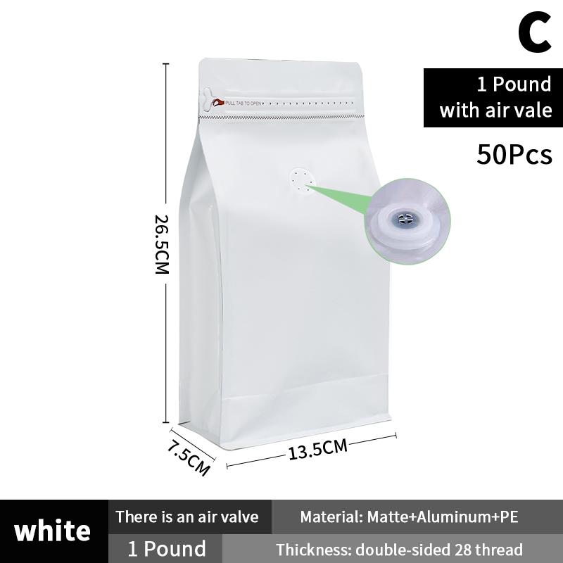 50Pcs Coffee Stand Up Pouch With Valve &Ziplock Pulltab Ground Coffee Beans Nutdried Tea Leaf Mga Pouches Ng Kap