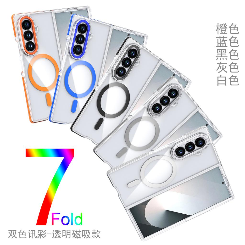 For Samsung Galaxy Z Fold 7 Case Hard Transparent Magsafe Magnetic Wireless Charging Protective Cover for Z Fold 7 6 Phone Shell