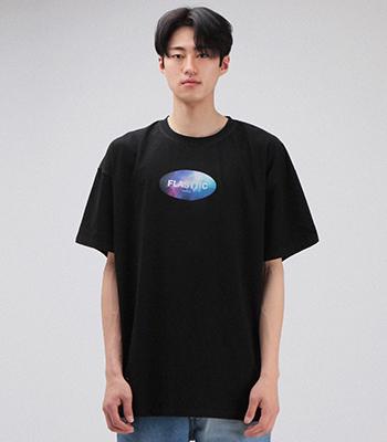 FLASTTIC Reflective Logo Print T-Shirt / Black Space