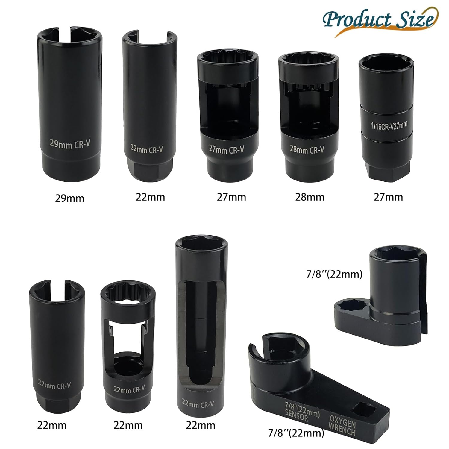 

Набор из 10 предметов торцевых головок для кислородных датчиков – Универсальный набор инструментов для датчиков O2 для легковых и грузовых автомобилей – Прочный гаечный ключ и торцевые головки United States