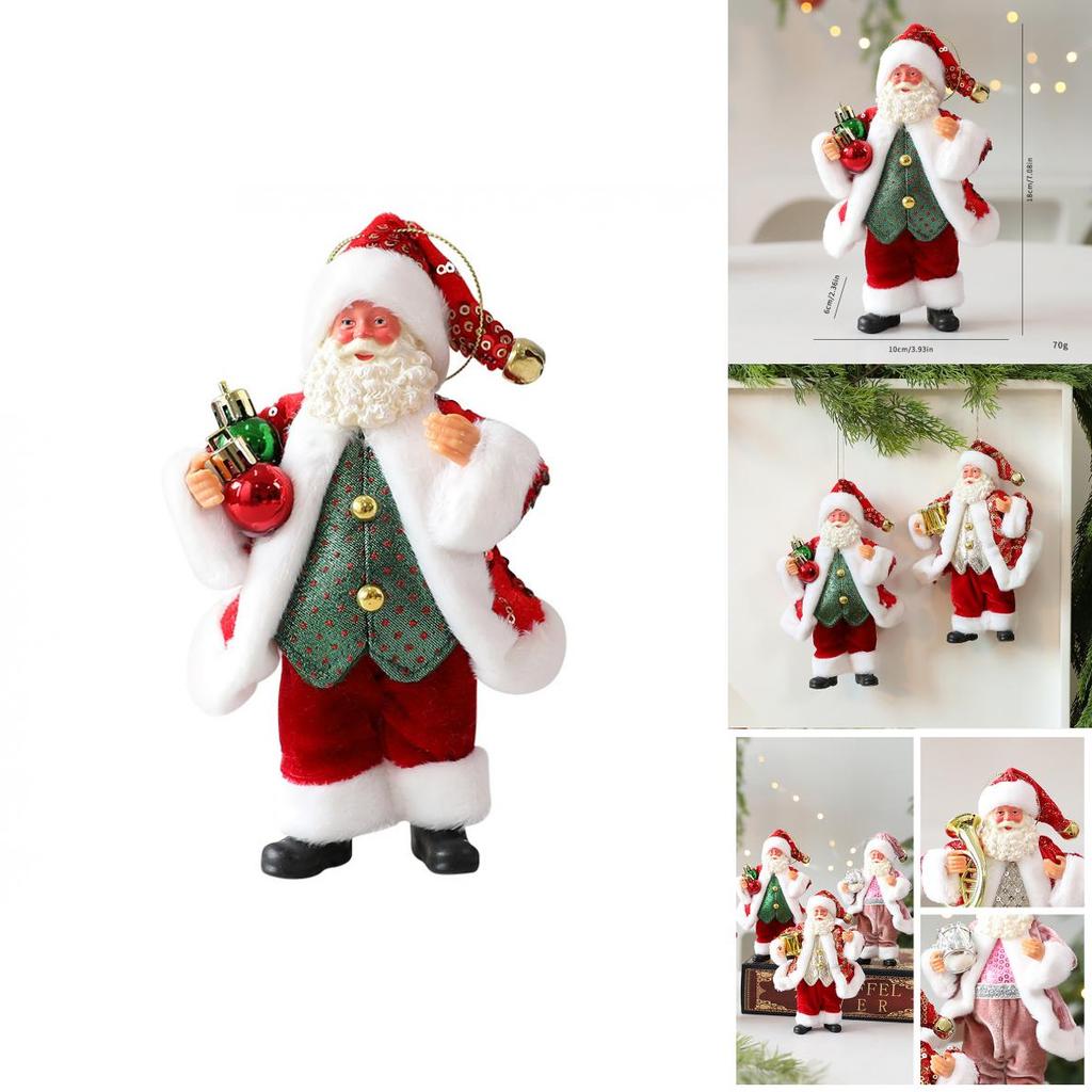 Cute Santa Claus Ornament With Musical Instruments Christmas Decoration Props For Holiday Decor And Window Display