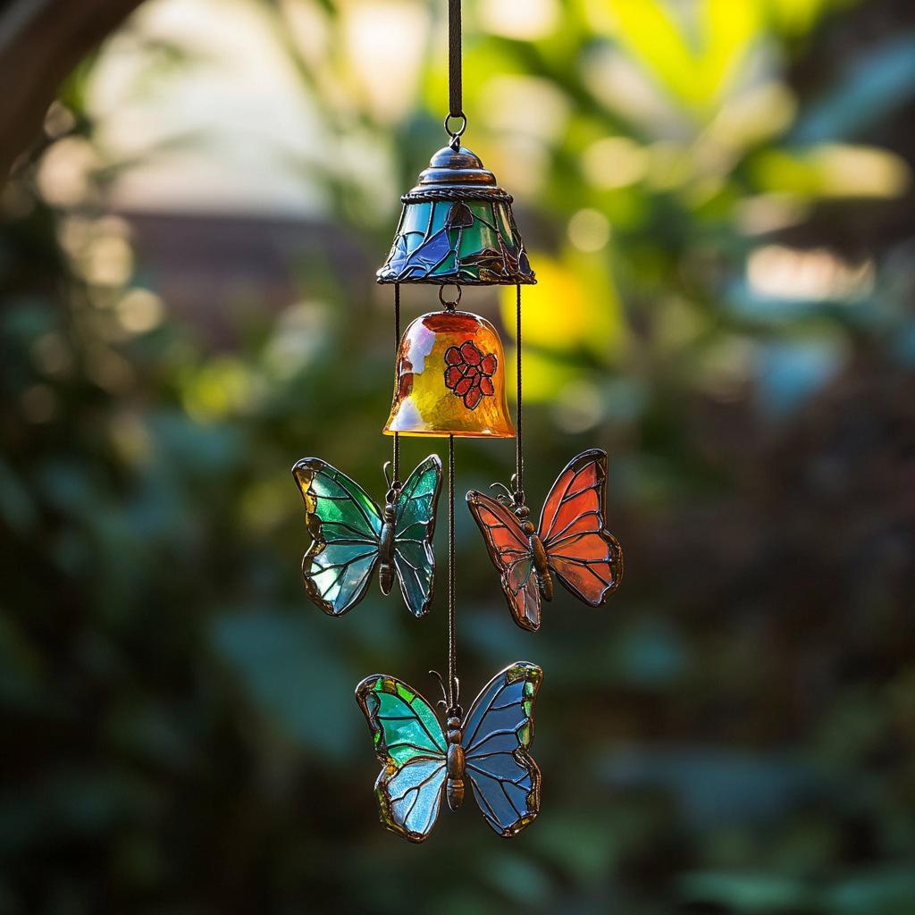Outdoor Courtyard, Butterfly Wind Chimes, Decoration, Butterfly Wind Chime Decoration