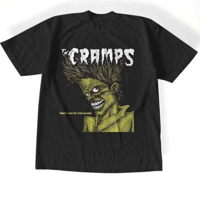 Vintage Style The Cramps Bad Music T-Shirt Punk Rock Graphic