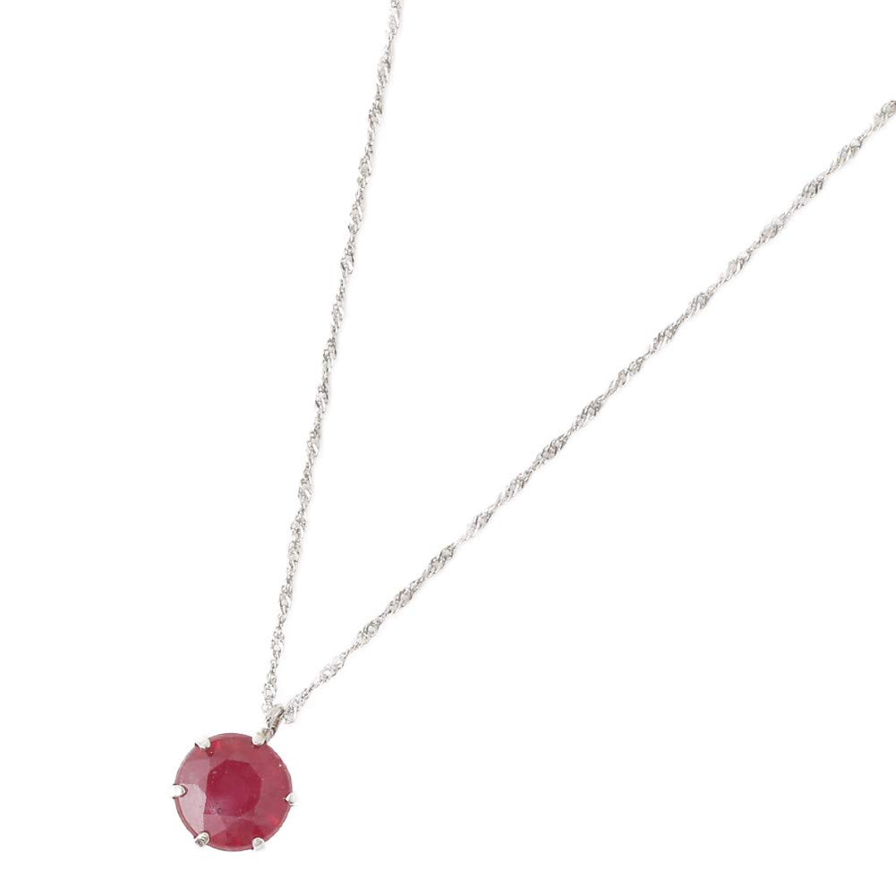 Walk Platinum Necklace with Natural Ruby 1 Carat Authenticity Card Pt850 Screw Chain [Jewelry Shinsaibashi] Pendant, Included,