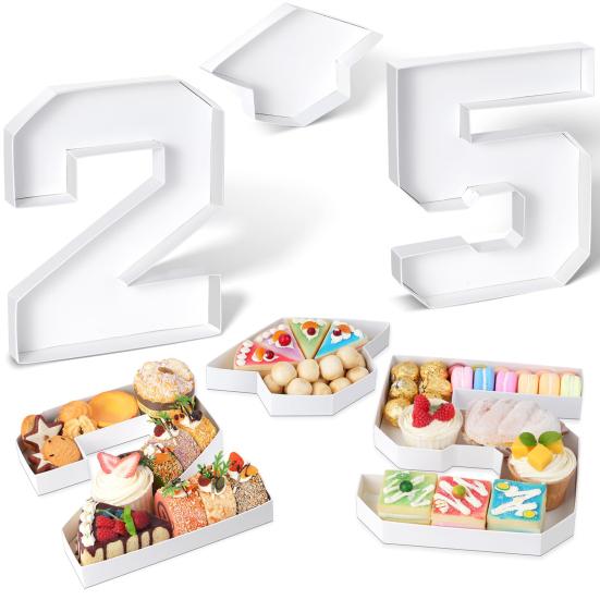 2025 Graduation Charcuterie Number Box 10" Fillable Cardboard Letter Tray Chocolate Candy Cake Box for Grad Party Supplies
