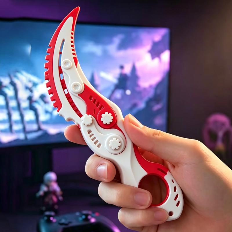 Coltello a Pinza Pieghevole a Gravità, Karambit Giocattolo Fidget, Giocattolo Decompressione Plastico EDC per Sollievo dallo Stress, Oggetto di Scena Cosplay