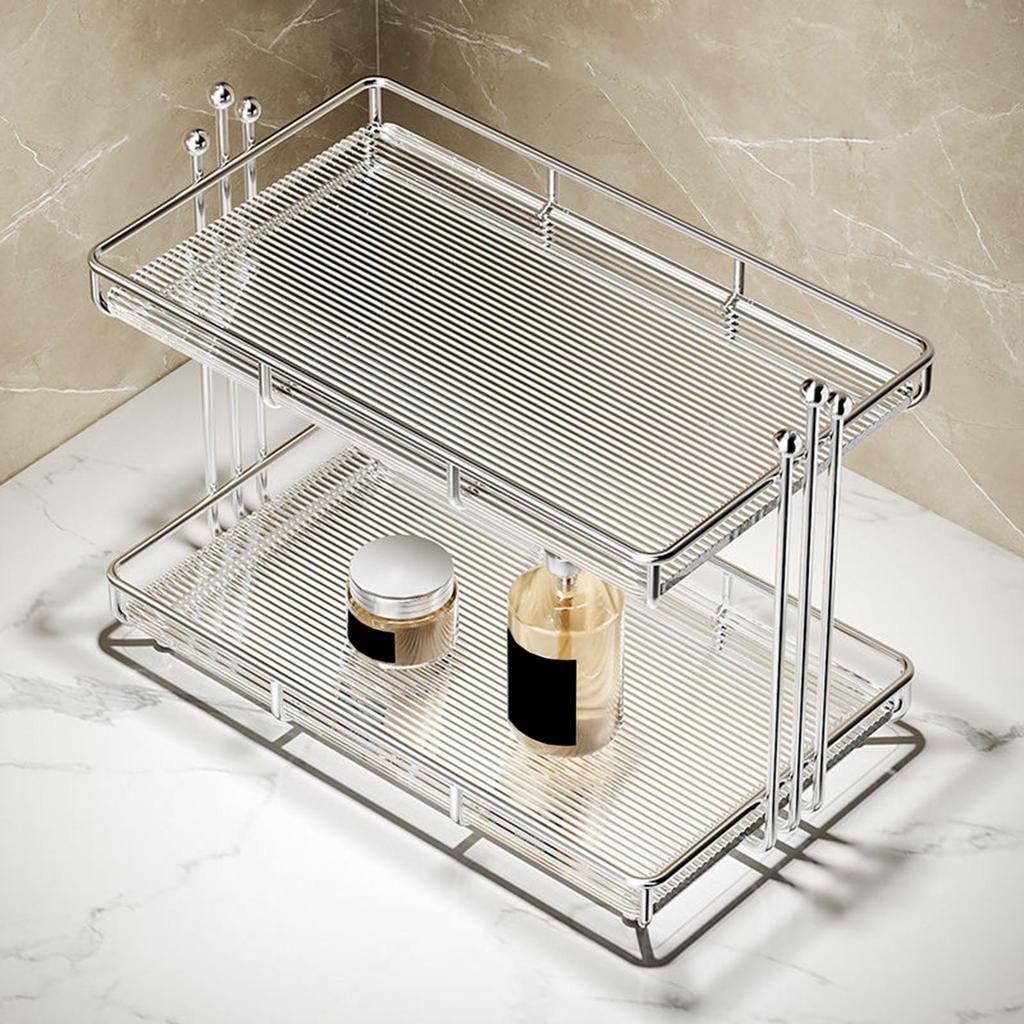 2 Layer Bathroom Countertop Organizer Multifunctional Rack ,Durable Desktop Cosmetic Storage Shelf
