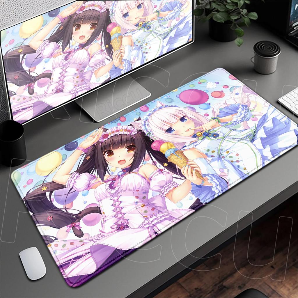 Anime Nekopara Cute Girl Carpet Large Computer Desktop Protect Cushion XXL Gaming Lock Edge Thicken Mouse Pad Speed Keyboard Mat