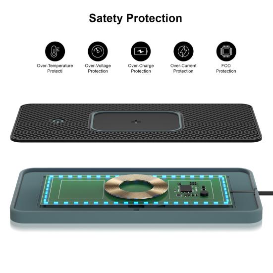 20W Fast Wireless Phone Charger Car Charging Pad with Non-Slip Base 8 Ambient Lights Universal Phone Cordless Charging Mat