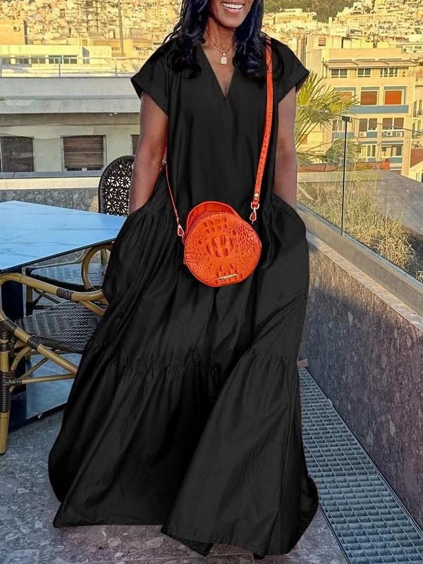 Women s Large Size Women s Summer New Fashion Sexy Short Sleeve Dress Long Dress S