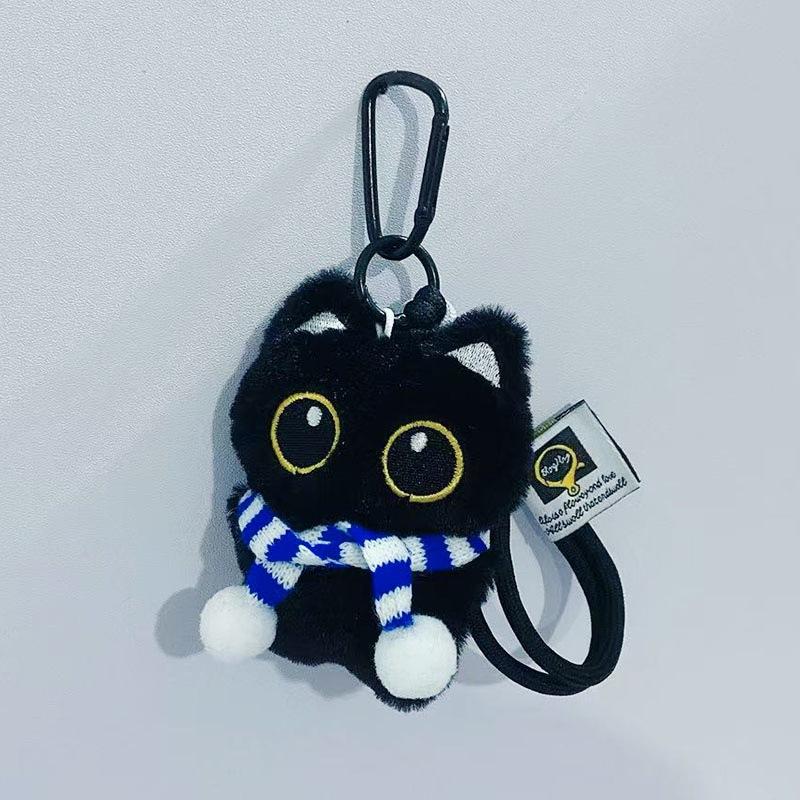 Kawaii Schwarze Katze Plüsch Schlüsselanhänger Puppe Anhänger Kuschelkätzchen Schlüsselanhänger Ins Plüsch Schlüsselanhänger Puppe für Junge Mädchen Niedliches Geburtstagsspielzeug Geschenk