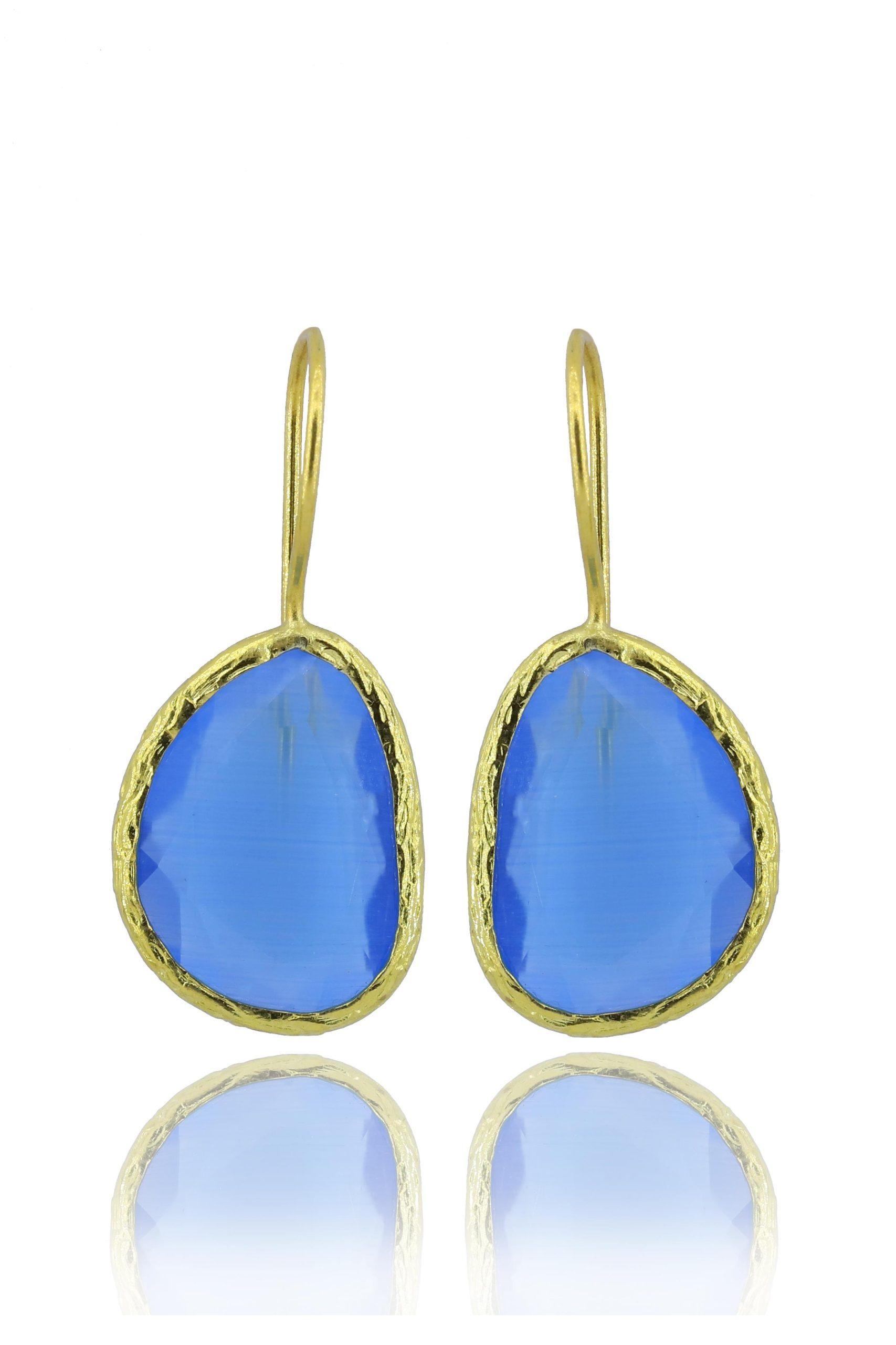 

Серия Sun Stone Cat s Bean Cut Blue Женские серьги из 22-каратного золота с желтым покрытием синий