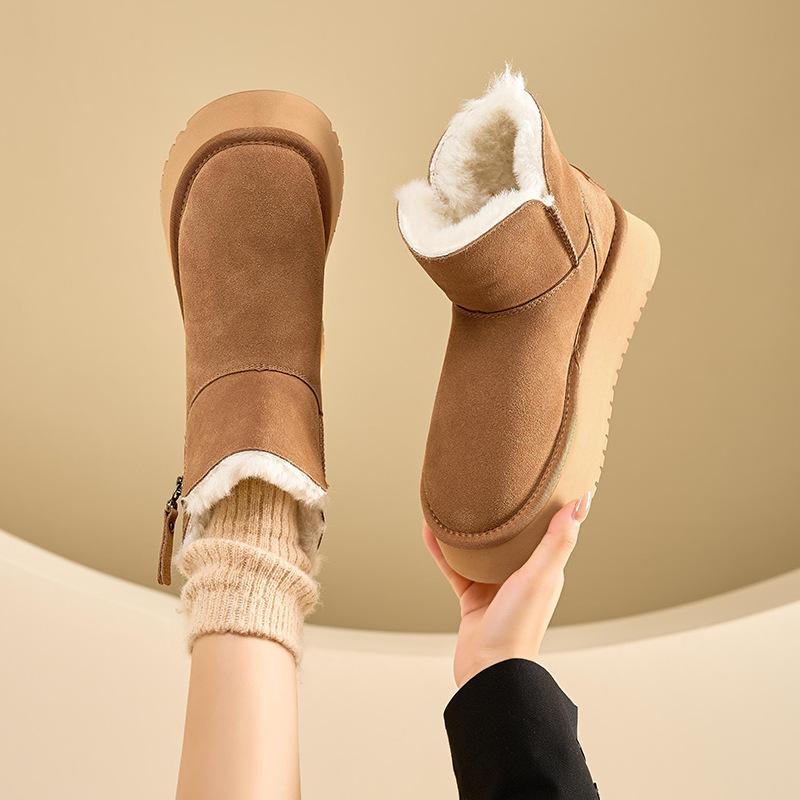Augustine platform snow boots women's 2025 new autumn and winter outdoor piled thickened short boots bread cotton shoes