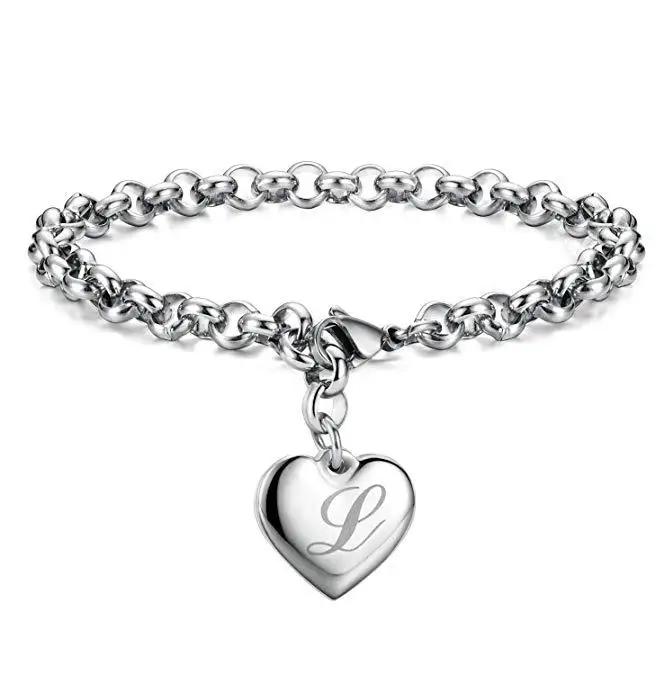 New Copper noble Heart 26 Letteres chain Bracelets for women Fashion Designer party wedding Jewelry gifts