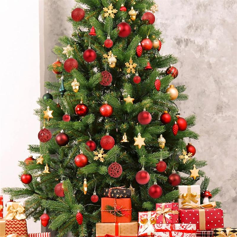 101Pcs Christmas Balls Christmas Tree Ornaments Top Star Xmas Hanging Tree Pendants Home Party Xmas Tree Decor  Year Gifts