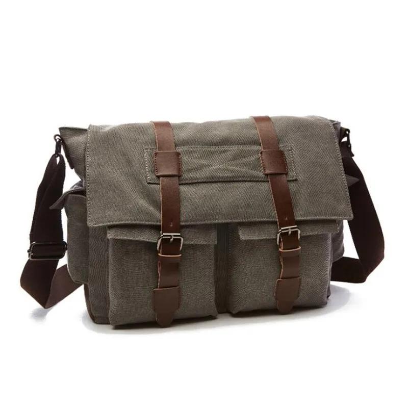 

Men Business Messenger Bags for Men Shoulder Bag Vintage Canvas Crossbody Pack Retro Casual Office Travel Bag