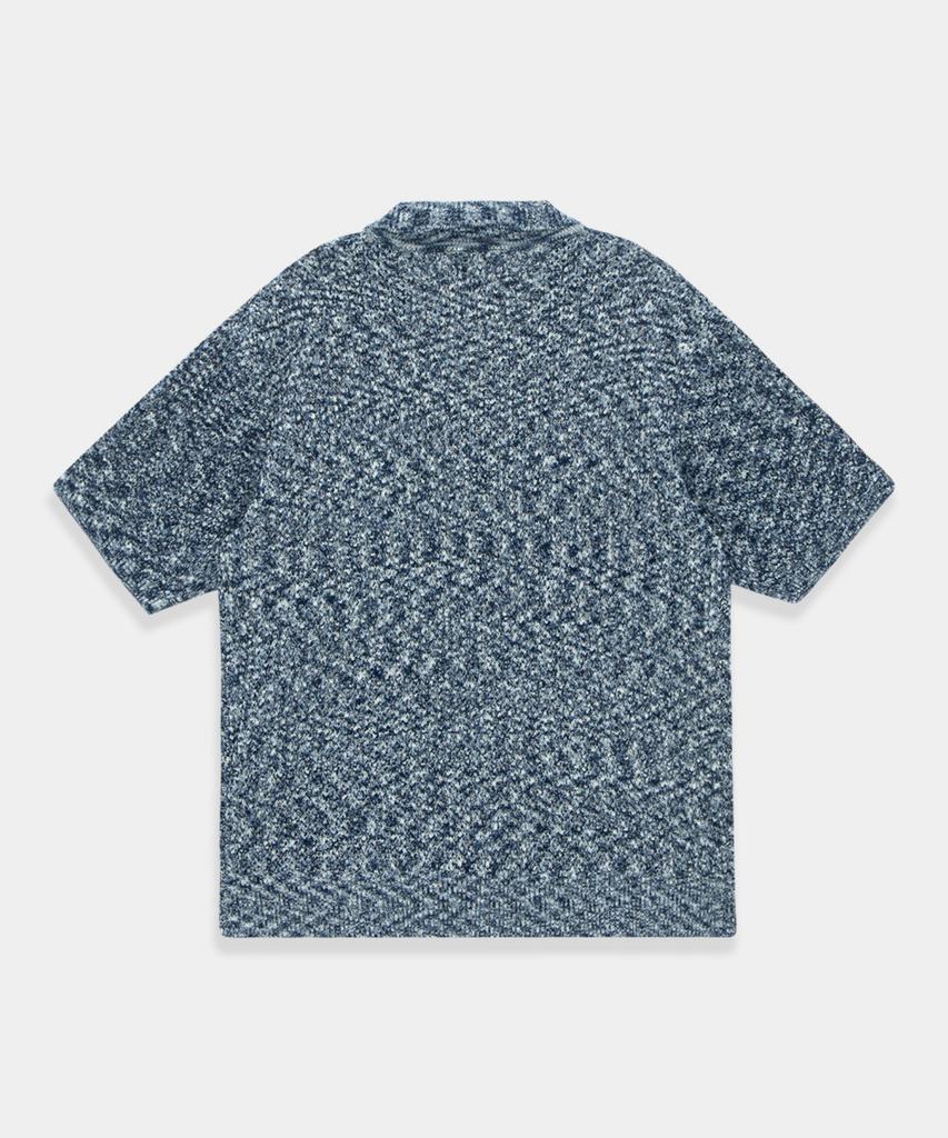 KINETO Twist Two-Tone Knit Shirt_Navy