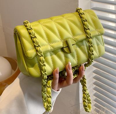 Fashion Summer PU Leather Flap Crossbody Bags for Women Luxury Solid Color Shoulder Handbags Chain Clutch Purses
