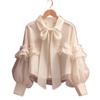 White Chiffon Bow Blouse - Early Autumn Sweet Style