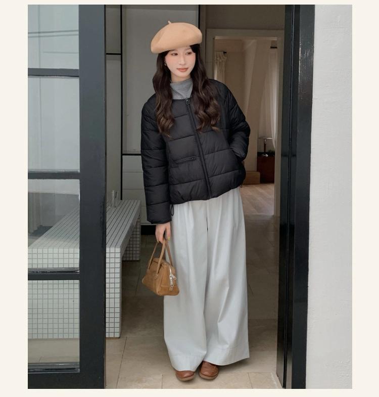 Women’s Short Round Neck Winter Jacket With Adjustable Hem