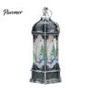 Decorative Holiday Desk Lamp Hexagon Christmas Lantern, LED Vintage Glowing Tabletop with Painted Night Light Scene, Flameless Candle for Bedroom And