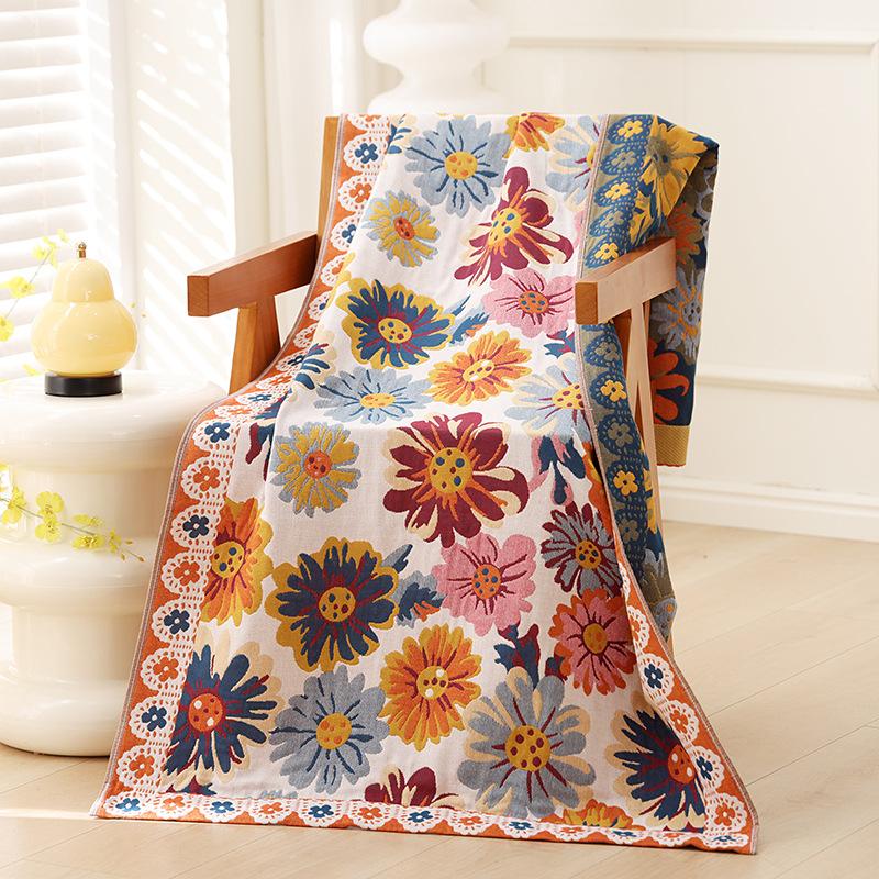 

1 шт. Впитывающее быстросохнущее банное полотенце для ванной, пляжа, жаккардовое банное полотенце из чистой хлопковой пряжи, мягкое большое полотенце 80x160 см, разнообразный стиль, цветочный узор 80x160cm