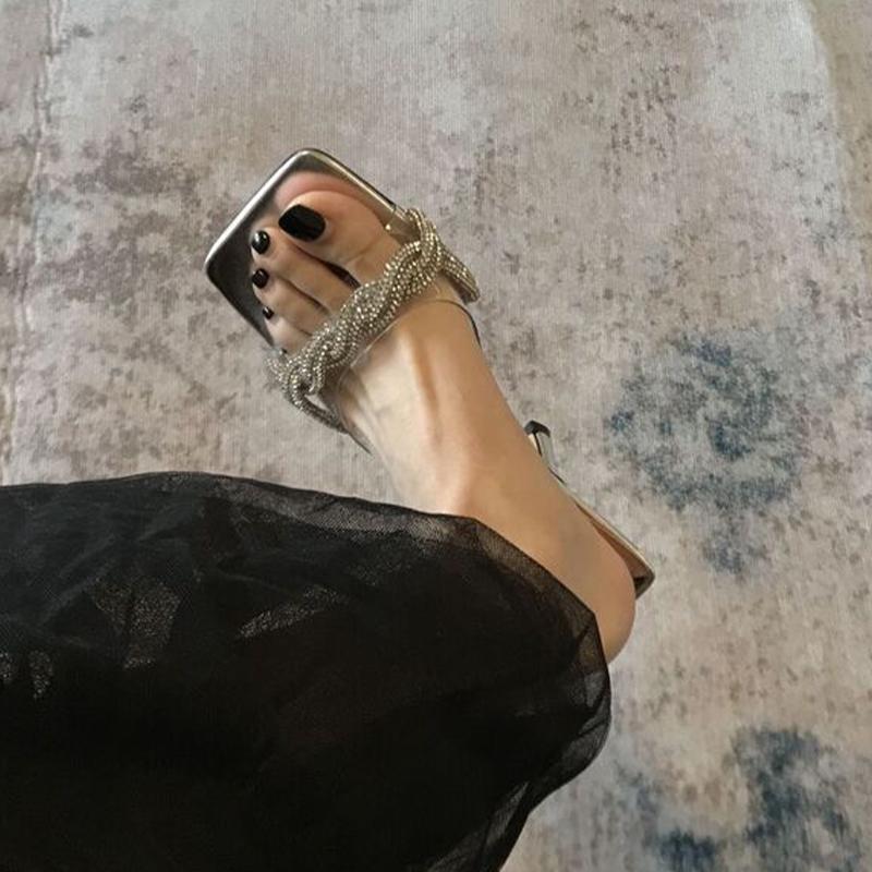 Fashion Crystal High Heels Women's Slippers Luxury Designer Heeled Sandals Woman Shoes Summer 2025 Pumps Fashion Flip Flops Slides Mujer