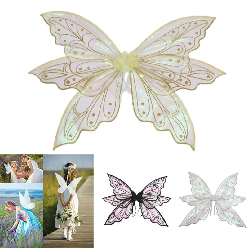 Princess Fairy Butterflies Angel Wing for Kids Girls Party Fancy Wand Carnival Costume for Halloween Cosplay