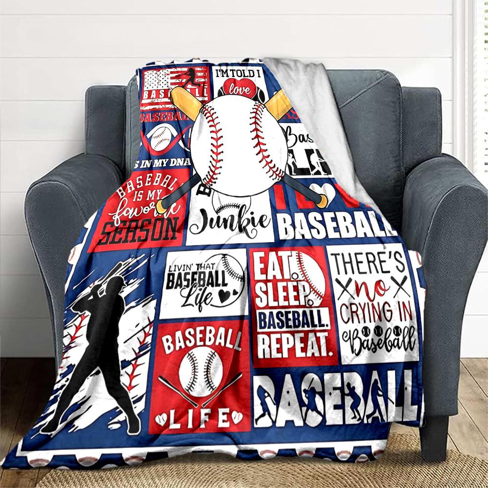 1PC Baseball, Sports Print Blanket, Soft Throw Blanket - Warm & Cozy for Couch, Bed, Office, and Travel Yy250912230