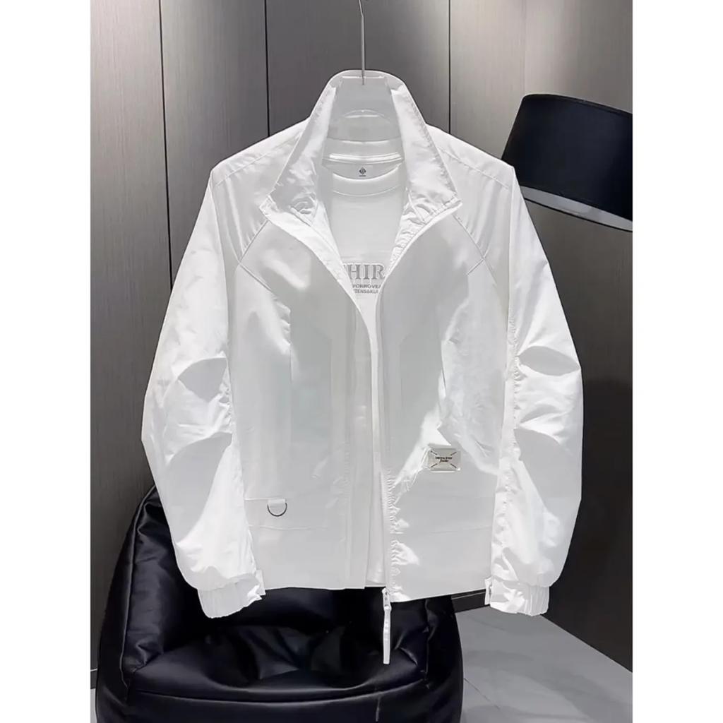 Herre Vår Personlighet Casual Ståkrage Jakke Ungdom Ensfarget Slim Arbeidsjakke