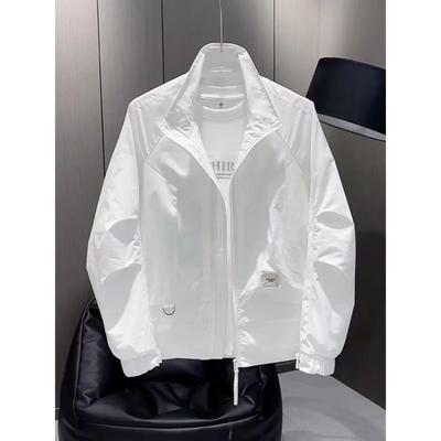 Herren Frühling Persönlichkeit Lässig Stehkragen Jacke Jugend Einfarbig Slim Workwear Jacke