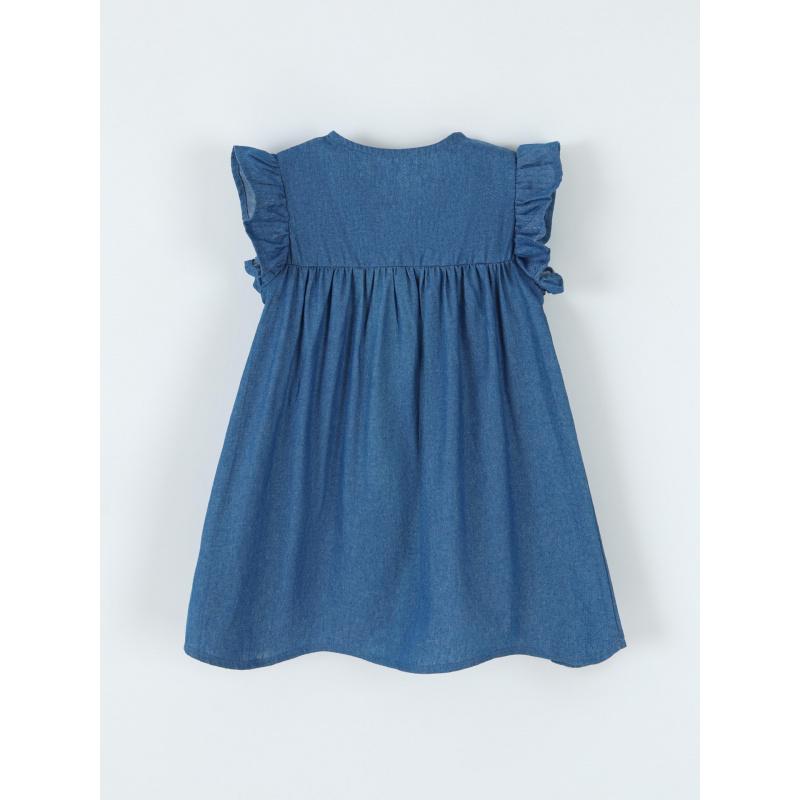 Short-Sleeved Denim Dress Summer Children'S Dress With Appliqué Embroidery Cartoon Fashion Lace Sleeves Children'S Dress