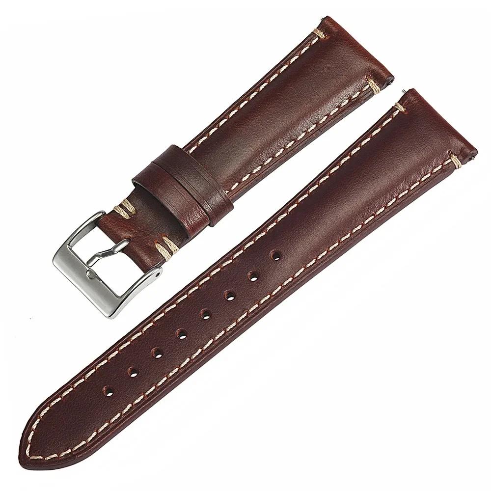 

Universal Leather Wristband for Seiko Retro Calfskin Watch Bracelet for Rolex 20/24/22mm Quick Release Men Women Wrist Straps 24mm темно-червоний колір
