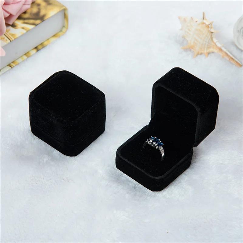 Round Corner Velvet Jewelry Box Ring Stud Earring Ring-Shaped Badge Storage Box Jewelry Organizing Box 5x5.5x4cm