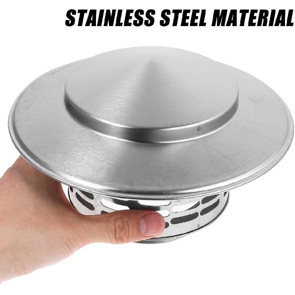 5 Inch Round Stainless Steel Chimney Cap - Flue Cover for Roof Ventilation - Weatherproof Chimney Cover to Fit Existing Flue Tiles and Enhance