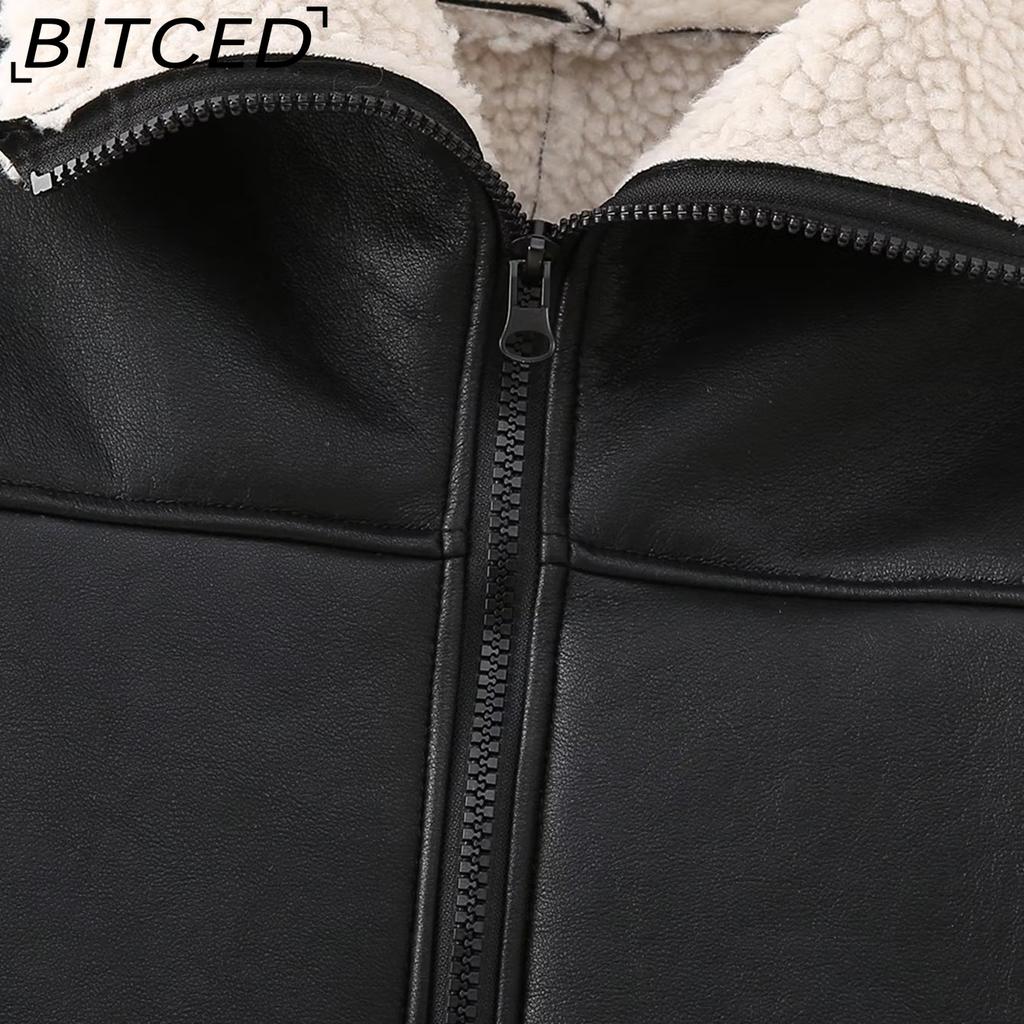 BITCED Women's Autumn/Winter Plus Size Fashion Shearling Coat Loose-Fit Shearling Coat