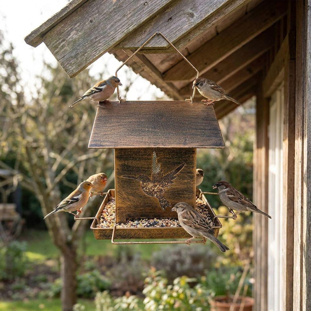 Large Capacity Hanging Metal Bird Feeder Windproof Wildlife Shelter Nature Lovers