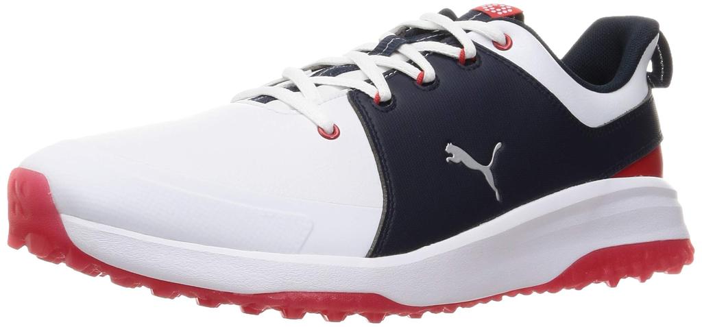 Golf Spikeless Shoes Grip Fusion Pro 23 Colors PUMA Blazer cm [PUMA] 3.0 Men's Fall/Winter White/PUMA Silver/Navy (194467) 26.5