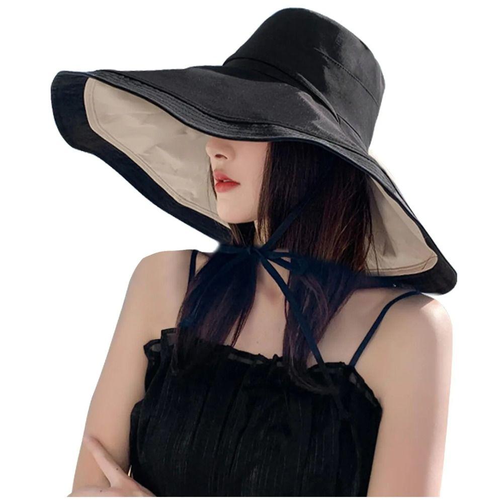 Foldable Women Fisherman Hat Double-Sided Sun Protection Hat Wide Brim Sun Hat  Outdoor Activities