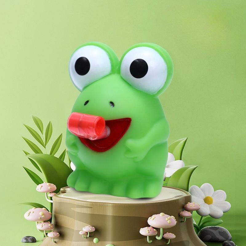 1pc Fun Frog And Dinosaur Retractable Tongue Relax Toy, Interactive Party Game, Green Cartoon Design with Red Tongue,mini toys