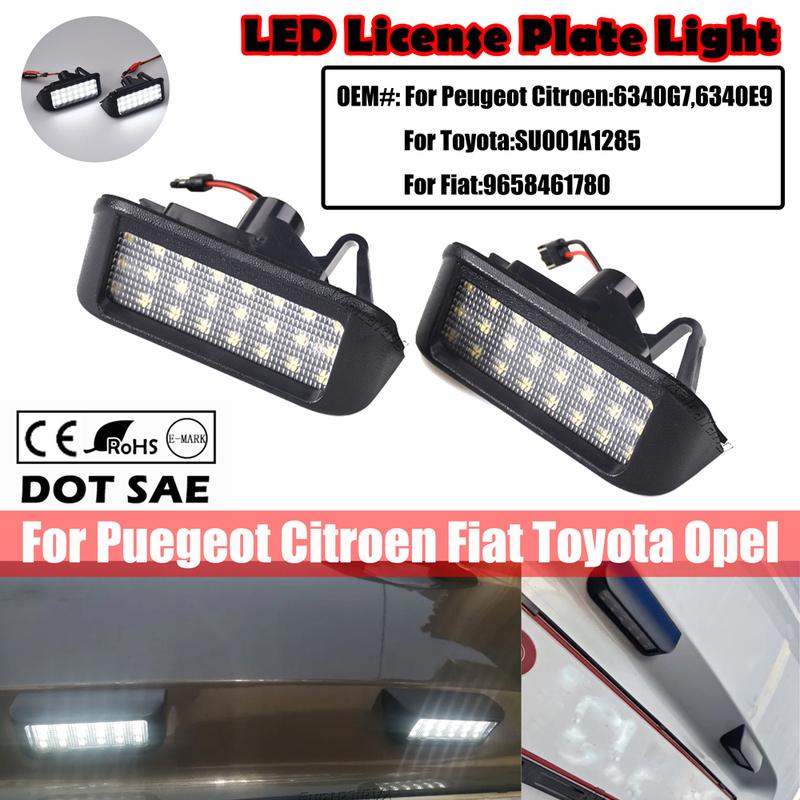White LED Rear License Plate Light for Peugeot Expert Partner Traveller Rifter Ranch Citroen Berlingo Dispatch Jumpy Spacetourer