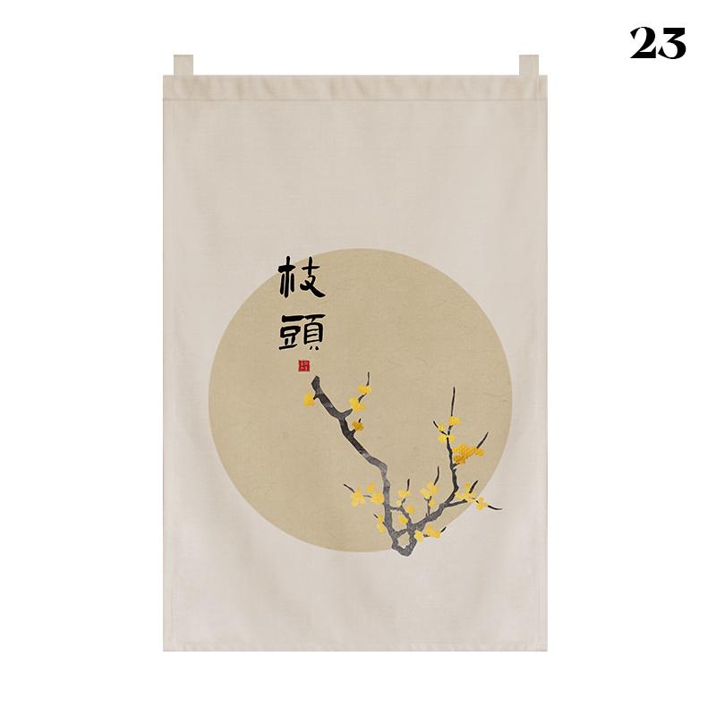 Chinese Style Short Door Curtain Drapes Kitchen Partition Restaurant Tea House Hanging Curtain Pennant Izakaya Decor Shop Sign