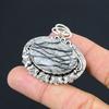 925 Sterling Silver Natural Spider Web Jasper Trendy Handcrafted Wedding Pendant