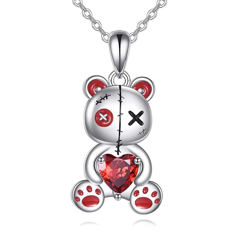 Red Zircon Exquisite Alloy Voodoo Doll Pendant Necklace Fashion