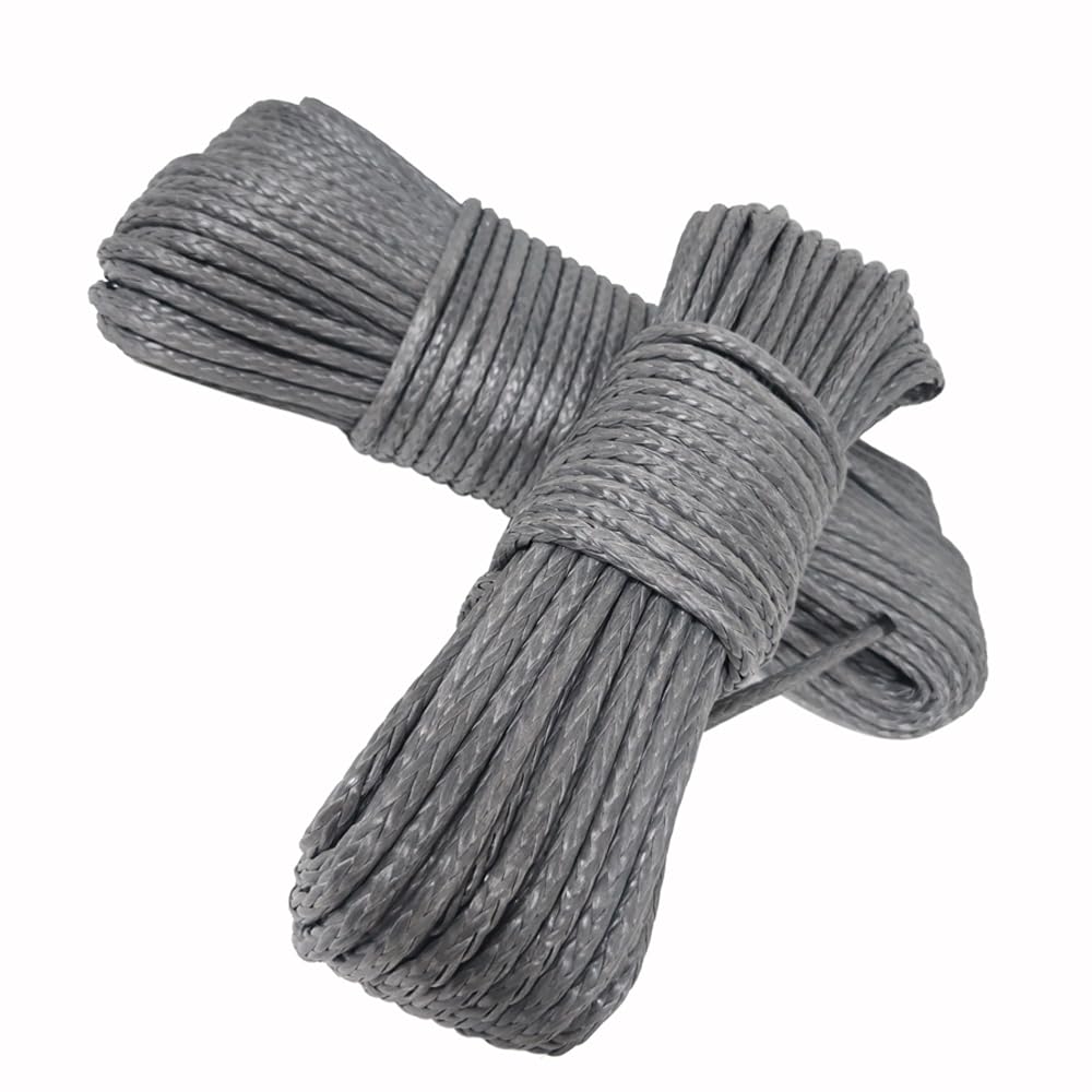 INTBUYING Winch Towing 6mm X Tensile Strength 4600kg Polymer for Electric Line and Trailer Winch Rope, Rope, 30m, (10,141lbs), Gray, Rope, Winch,