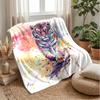 Colorful Tiger Artwork Blanket Personalized Name Flannel Blanket Soft Cozy Plush Throw for Sofa Bed Lightweight Home Decor