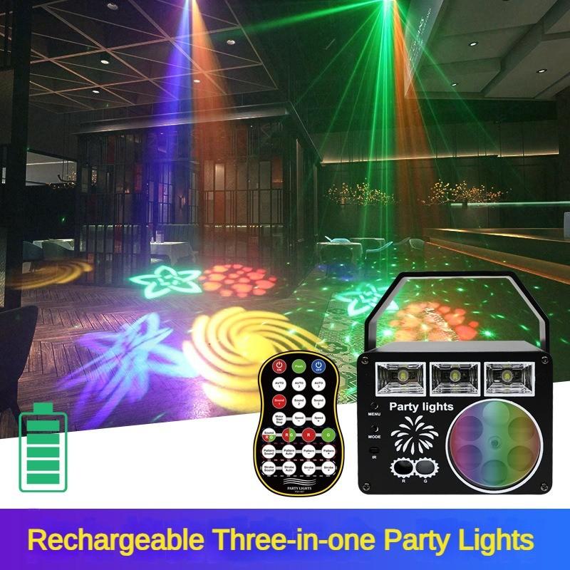 Small Indoor Rotating Colorful Laser Light Rechargeable Bar Disco LED Atmosphere Lamp KTV Projection Stage Light