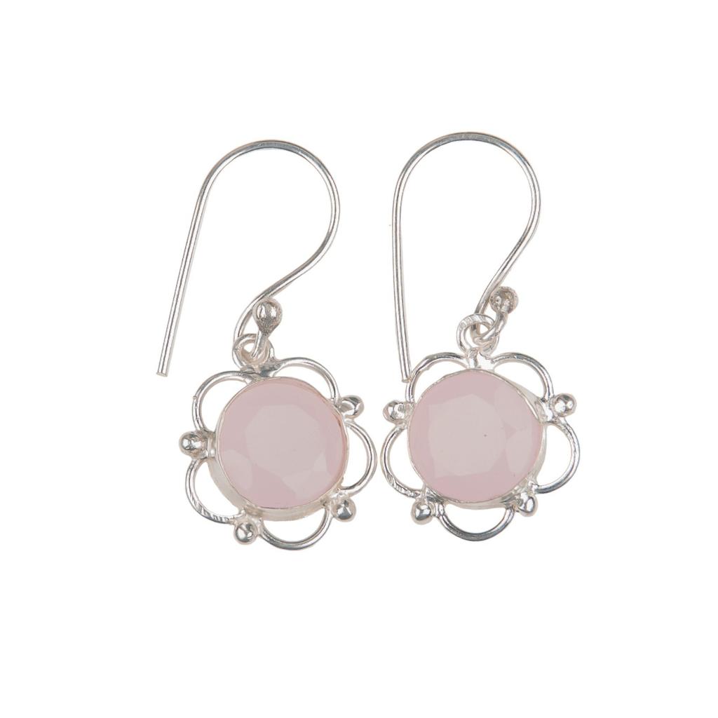 Rose Chalcedony Gemstone 925Sterling Silver Gift Jewelry Handmade Earrings 1.40" EE-56-14