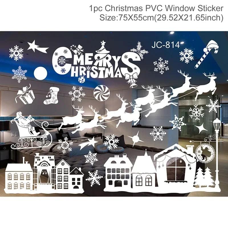 Christmas Wall Window Stickers Marry Christmas Decoration For Home 2025 Christmas Ornaments Xmas Navidad Gift New Year 2025